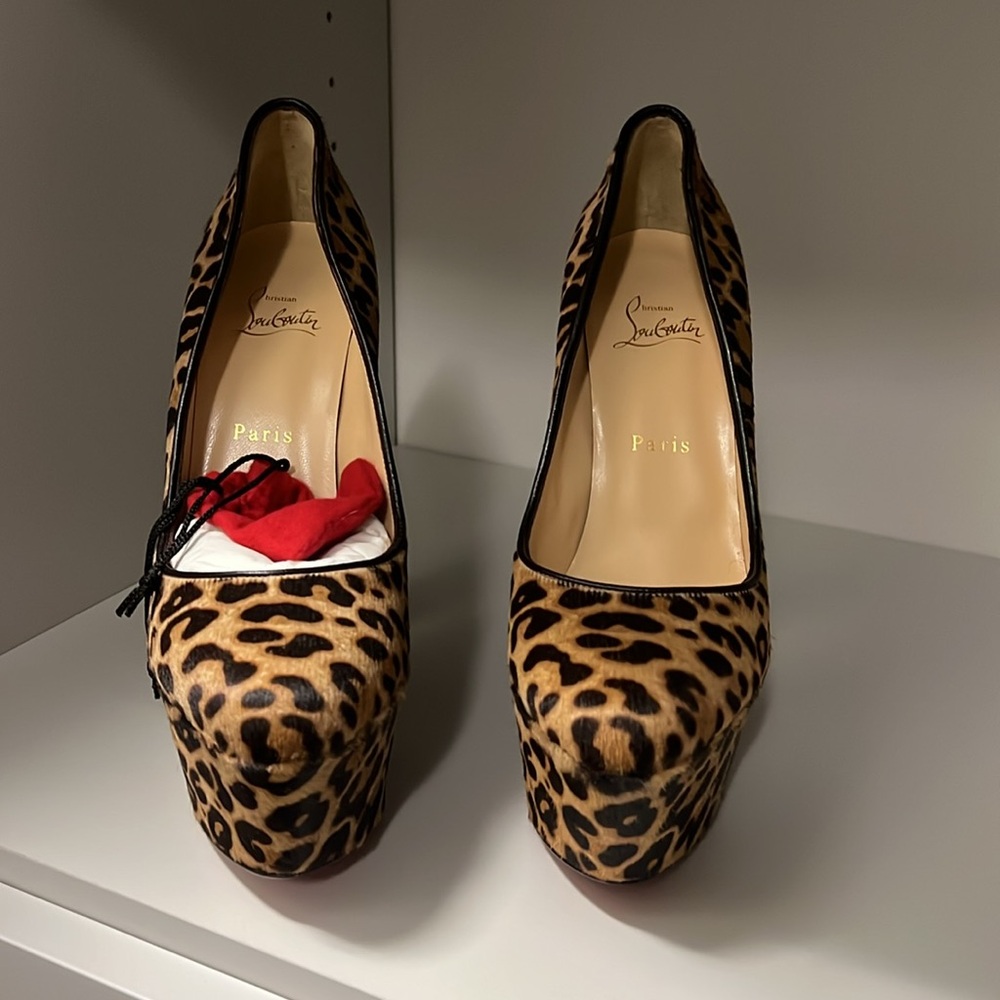 Christian Louboutin Leopard Print Platform Pumps - Picture 4 of 5